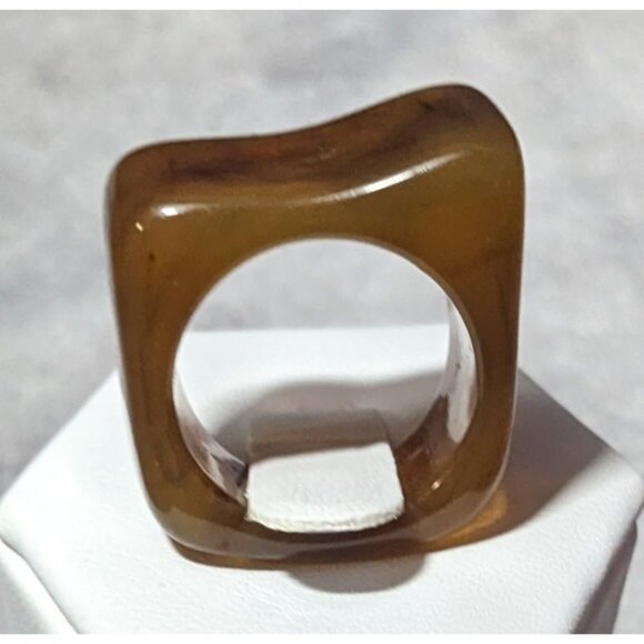Brown Mottled Abstract Chunky Fashion Ring Size 5 3/4 - Picture 10 of 14